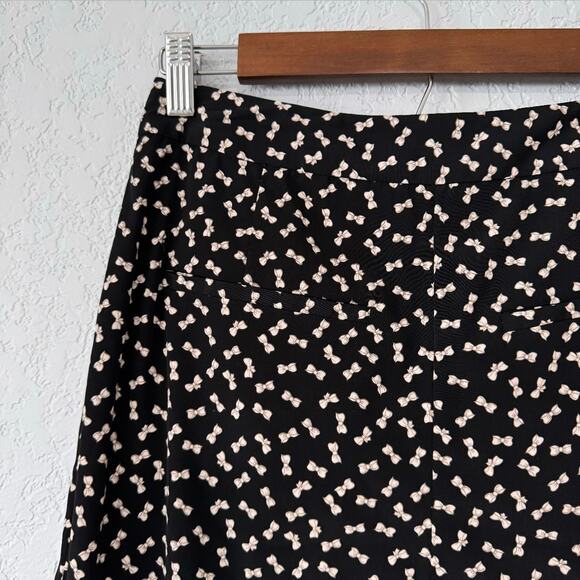 Zara Basic Black with White Bow Pattern Wide Leg Cropped Pant Size X-small - Picture 4 of 5